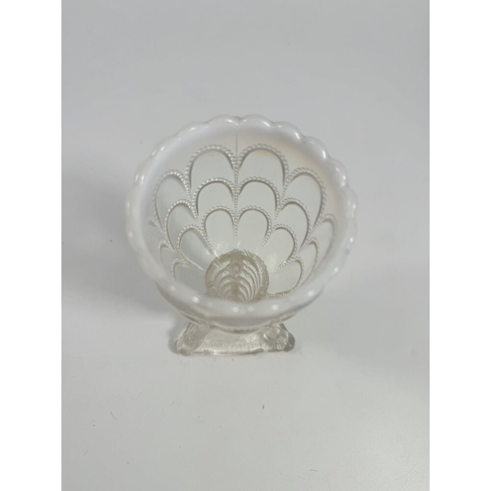 Footed Vase Glass Northwood Beads and Bark White Opalescent Vase Decorative Cup - Picture 13 of 16